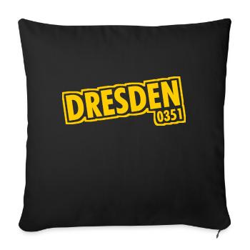 Dresde - 0351 - Indicatif régional - Saxe - Housse de coussin décorative 45 x 45 cm - noir - Devant