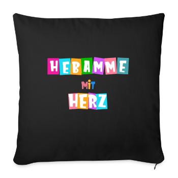 Hebamme mit Herz - personalisierbar - Sofakissenbezug 45 x 45 cm - Schwarz - Vorne