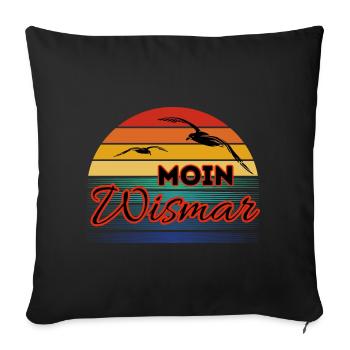 Moin Wismar with seagull in retro style - Sofa pillowcase 17,3'' x 17,3'' (45 x 45 cm) - black - Front