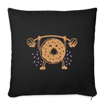 Donut Gewichte heben - Sofakissenbezug 45 x 45 cm - Schwarz - Vorne