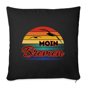 Moin Bremen with Seagull in Retro Style - Sofa pillowcase 17,3'' x 17,3'' (45 x 45 cm) - black - Front