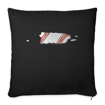 Porto Rico (États-Unis) | Vrai baseball | Carte - Housse de coussin décorative 45 x 45 cm - noir - Devant