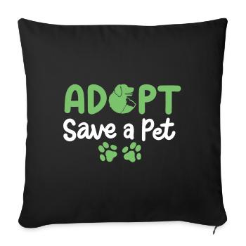 Hund adoptieren Rettung - Sofakissenbezug 45 x 45 cm - Schwarz - Vorne