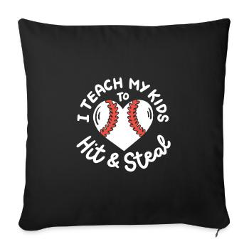 Baseball Mama Papa - Sofakissenbezug 45 x 45 cm - Schwarz - Vorne