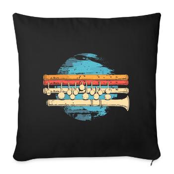 Flute Graphic - Sofa pillowcase 17,3'' x 17,3'' (45 x 45 cm) - black - Front