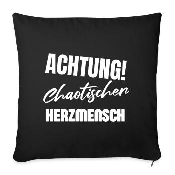 Attention Chaotique Coeur Personne Boyfriend Girlfriend Fun - Housse de coussin décorative 45 x 45 cm - noir - Devant