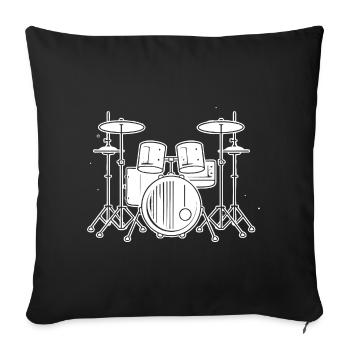 Drum Set Zeichnung - Sofakissenbezug 45 x 45 cm - Schwarz - Vorne