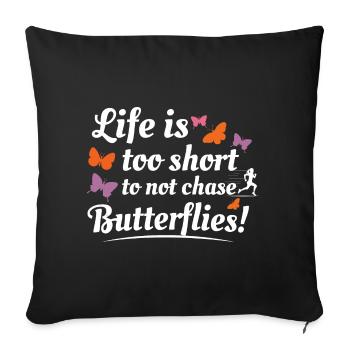 papillons papillons collectionneur d’insectes Entomologie - Housse de coussin décorative 45 x 45 cm - noir - Devant