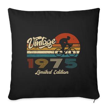 50th Birthday 1975 Vintage Retro Bicycle Cyclist - Sofa pillowcase 17,3'' x 17,3'' (45 x 45 cm) - black - Front
