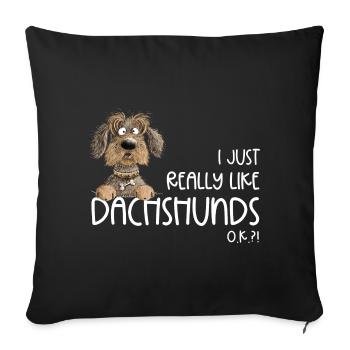 Drôle de teckel à poil dur chien teckel disant chiens - Housse de coussin décorative 45 x 45 cm - noir - Devant