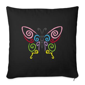 Symbole d'un papillon multicolore - Housse de coussin décorative 45 x 45 cm - noir - Devant