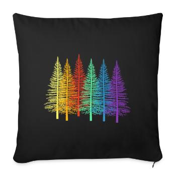 LGBT Rainbow Fir Trees Spruce Forest Trees Tree - Sofa pillowcase 17,3'' x 17,3'' (45 x 45 cm) - black - Front
