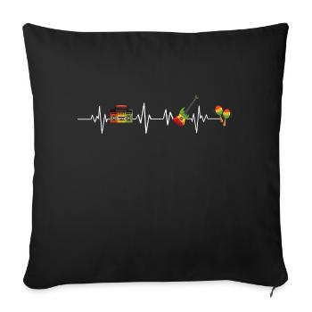 Reggae Heartbeat - Sofa pillowcase 17,3'' x 17,3'' (45 x 45 cm) - black - Front