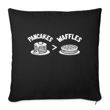 Pfannkuchen über Waffeln - Sofakissenbezug 45 x 45 cm - Schwarz - Vorne