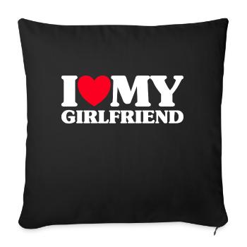 I Love My Girlfriend Couple Saint Valentin 2025 - Housse de coussin décorative 45 x 45 cm - noir - Devant