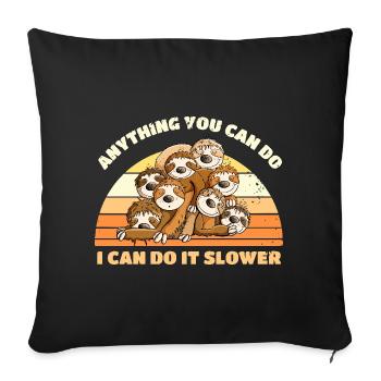 Bande de paresseux avec dire Vintage Retro Cartoon - Housse de coussin décorative 45 x 45 cm - noir - Devant