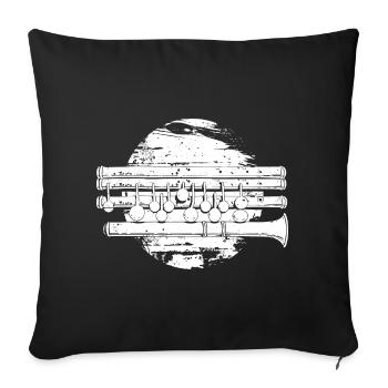 Dessin de flûte traversière - Housse de coussin décorative 45 x 45 cm - noir - Devant