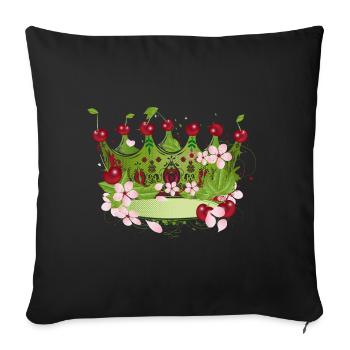 Motif d’une couronne de cerisier avec des fleurs et des feuilles - Housse de coussin décorative 45 x 45 cm - noir - Devant