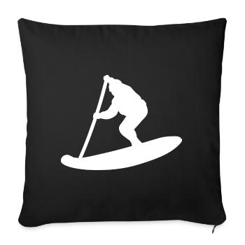 Silhouette minimaliste du Stand Up Paddle - Housse de coussin décorative 45 x 45 cm - noir - Devant