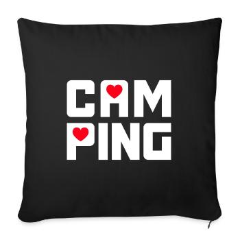 Camping Coeur Fan Camping-car Retraité Caravane Van Life - Housse de coussin décorative 45 x 45 cm - noir - Devant