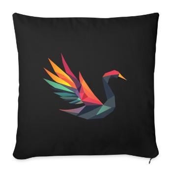 Geometric Swan with Rainbow Wings - Sofa pillowcase 17,3'' x 17,3'' (45 x 45 cm) - black - Front
