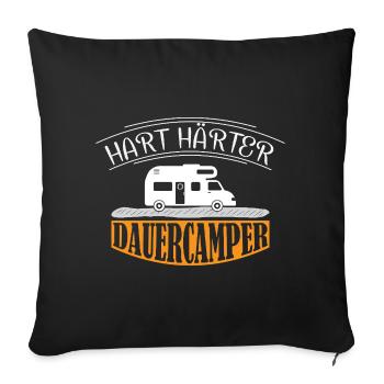 Camper Camping Caravane Dicton - Housse de coussin décorative 45 x 45 cm - noir - Devant