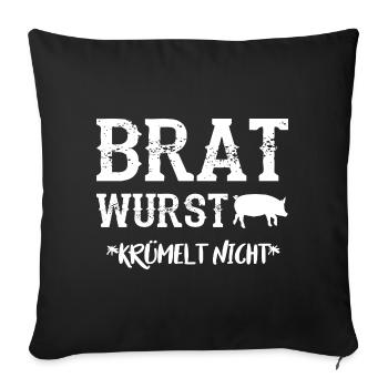 BRATWURST NE S’EFFRITE PAS Drôle de grillades BBQ Dicton - Housse de coussin décorative 45 x 45 cm - noir - Devant