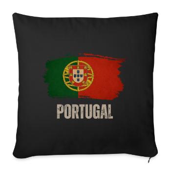 Drapeau du Portugal, fabriqué au Portugal - Housse de coussin décorative 45 x 45 cm - noir - Devant
