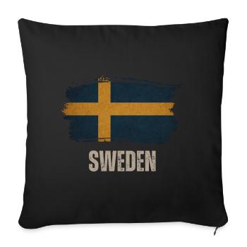 Drapeau de la Suède, j’adore la Suède - Housse de coussin décorative 45 x 45 cm - noir - Devant