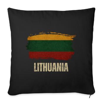 Vintage flag of Lithuania, proud Lithuanian - Sofa pillowcase 17,3'' x 17,3'' (45 x 45 cm) - black - Front