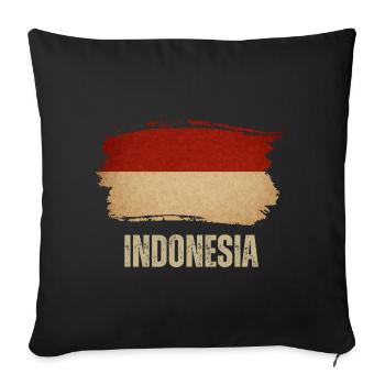 Indonesian grunge flag, Indonesian proud - Sofa pillowcase 17,3'' x 17,3'' (45 x 45 cm) - black - Front