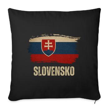 Vintage Flag of Slovakia, I Love Slovakia - Sofa pillowcase 17,3'' x 17,3'' (45 x 45 cm) - black - Front