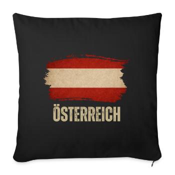 Drapeau grunge de l’Autriche, j’adore l’Autriche - Housse de coussin décorative 45 x 45 cm - noir - Devant