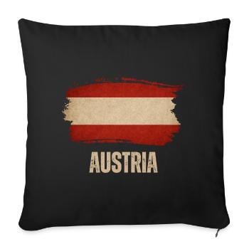 Drapeau grunge autrichien, fierté autrichienne - Housse de coussin décorative 45 x 45 cm - noir - Devant