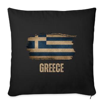Grunge flag of Greece, I love Greece - Sofa pillowcase 17,3'' x 17,3'' (45 x 45 cm) - black - Front