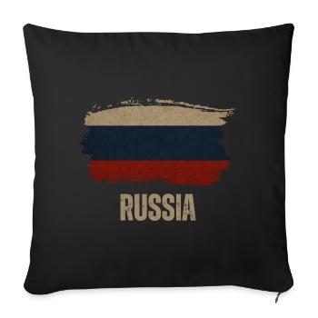 Drapeau grunge de la Russie, j’adore la Russie - Housse de coussin décorative 45 x 45 cm - noir - Devant