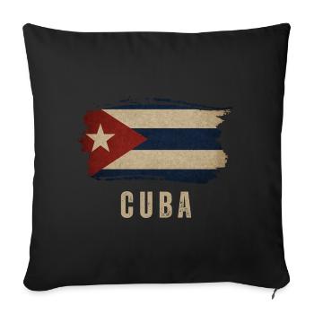 Drapeau grunge de Cuba, fier Cubain - Housse de coussin décorative 45 x 45 cm - noir - Devant