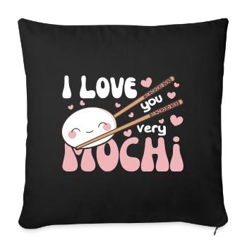 Je t’aime beaucoup mochi kawaii gâteau de riz mochi - Housse de coussin décorative 45 x 45 cm - noir - Devant