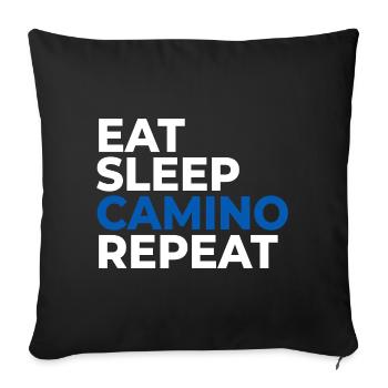 Eat sleep Camino Repeat | Way of St. James, Pilgrimage - Sofa pillowcase 17,3'' x 17,3'' (45 x 45 cm) - black - Front