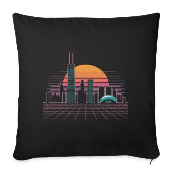 Neon Skyline Sunset - Sofa pillowcase 17,3'' x 17,3'' (45 x 45 cm) - black - Front