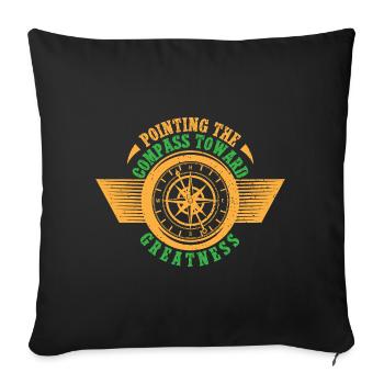 Chef des Girl Scouts pointant la boussole Scout - Housse de coussin décorative 45 x 45 cm - noir - Devant