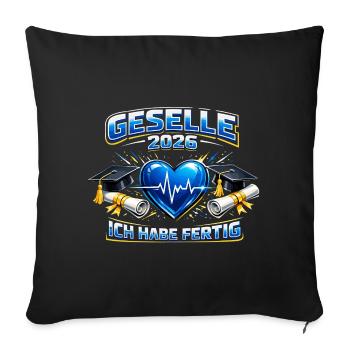 Journeyman 2026 Journeyman's exam passed Gift - Sofa pillowcase 17,3'' x 17,3'' (45 x 45 cm) - black - Front