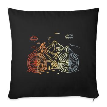 Mountain Biking Sketch Vintage Style - Sofa pillowcase 17,3'' x 17,3'' (45 x 45 cm) - black - Front
