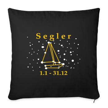 Segeln Segler Segelboot Kapitän Sternzeichen  - Sofakissenbezug 45 x 45 cm - Schwarz - Vorne