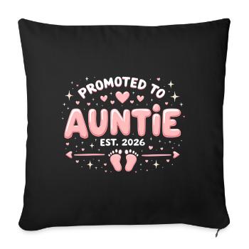 Aunt 2026 Aunt 2026 Promoted to Aunt 2026 - Sofa pillowcase 17,3'' x 17,3'' (45 x 45 cm) - black - Front