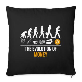 Bitcoin Shirts - Crypto Shirt - Evolution of Money - Sofakissenbezug 45 x 45 cm - Schwarz - Vorne