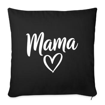 Script de Mama Love avec motif de cœur - Housse de coussin décorative 45 x 45 cm - noir - Devant