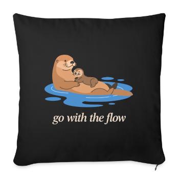 Otter Duo : Laisse Aller avec le Courant - Housse de coussin décorative 45 x 45 cm - noir - Devant