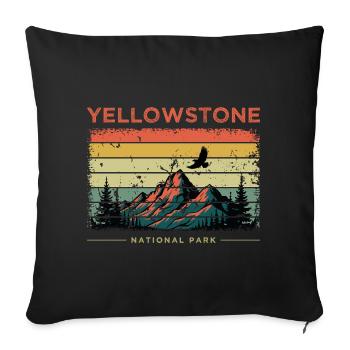 Parc national de Yellowstone Rétro - Housse de coussin décorative 45 x 45 cm - noir - Devant