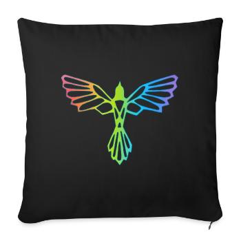 The flight of the multicolored bird - Sofa pillowcase 17,3'' x 17,3'' (45 x 45 cm) - black - Front